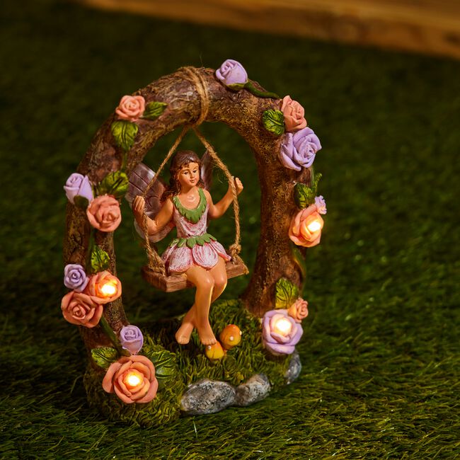 Garden Fairy On Swing Solar Light