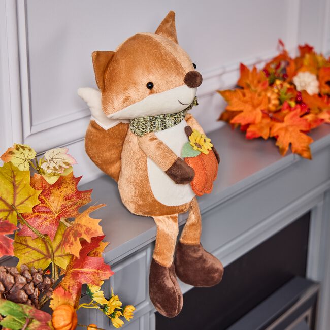 Plush Sitting Fox With Pumpkin