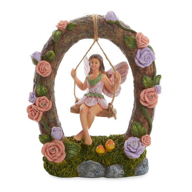 Garden Fairy On Swing Solar Light