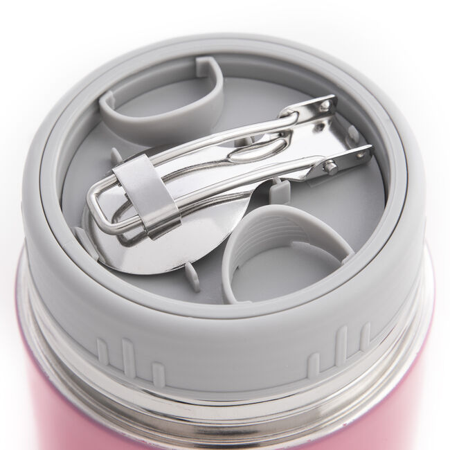 Stainless Steel Soup Flask with Spoon - Pink