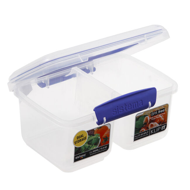 Sistema 1L Airtight Split Lunch Box 