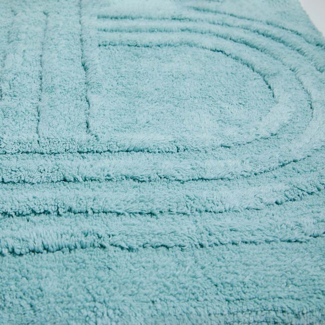 Luxury Geo-Carved Duck Egg Bath Mat 50cm x 80cm 