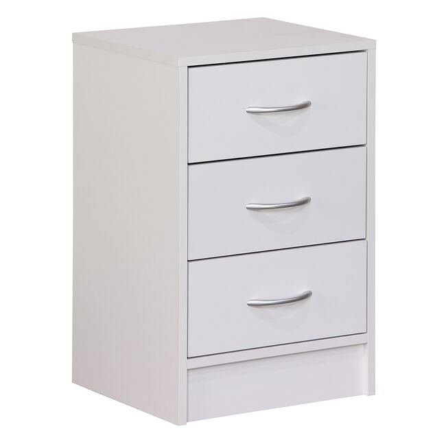 Mayfair White 3 Drawer Bedside Locker