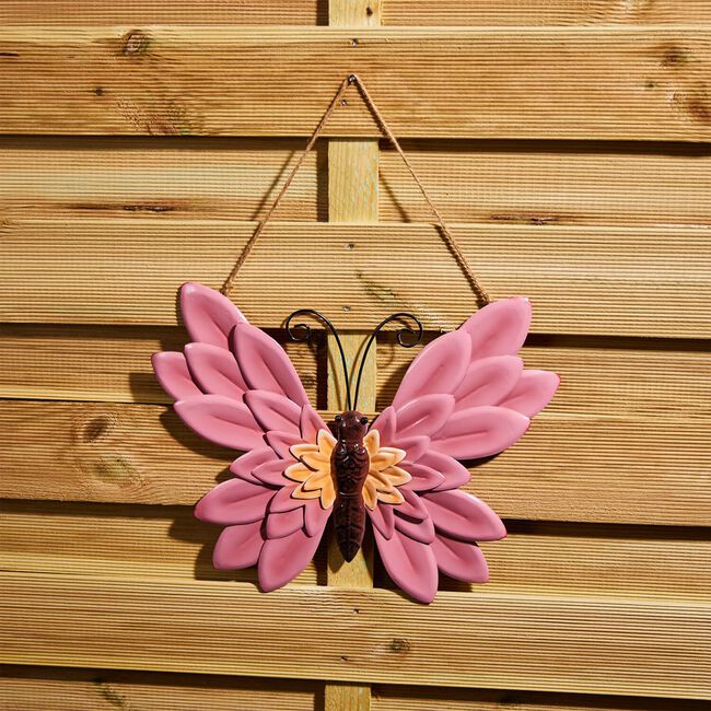 HANGING BUTTERFLY WALL DECORATION - PINK