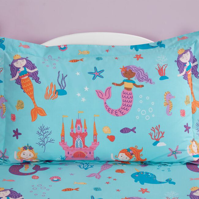 Princess Mermaid Oxford Pillowcase Pair - Aqua