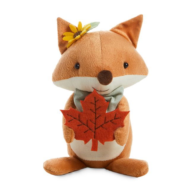 Plush Fox With Autumn Leaf