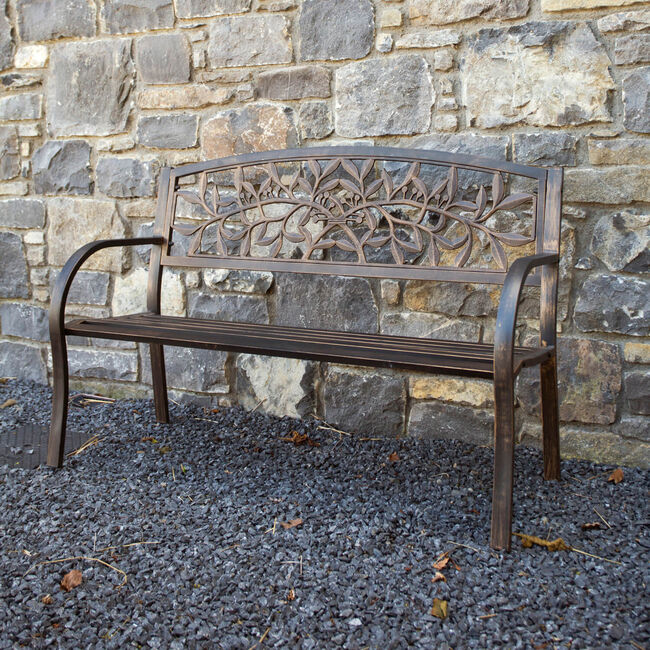 Garden Bench with Cast Iron Back