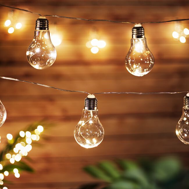 10 LED Solar Light Bulb String Lights