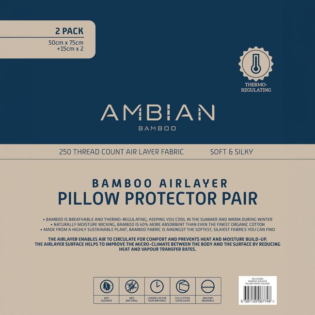 Ambian Bamboo Airlayer Pillow Protector Pair