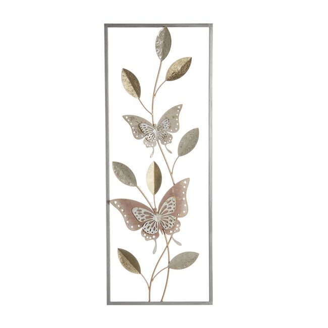 Pink & Gold Floral Metal Wall Art 28.6cm X 74.3cm