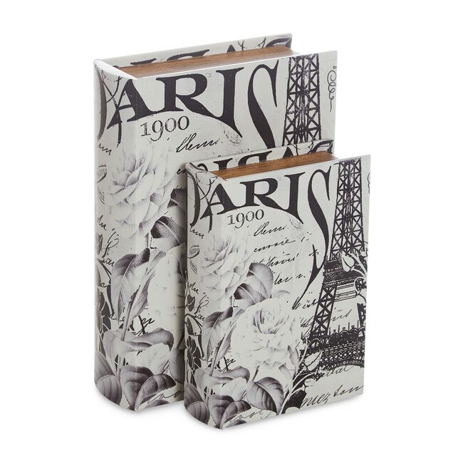 Set of 2 Paris Book Storage Box