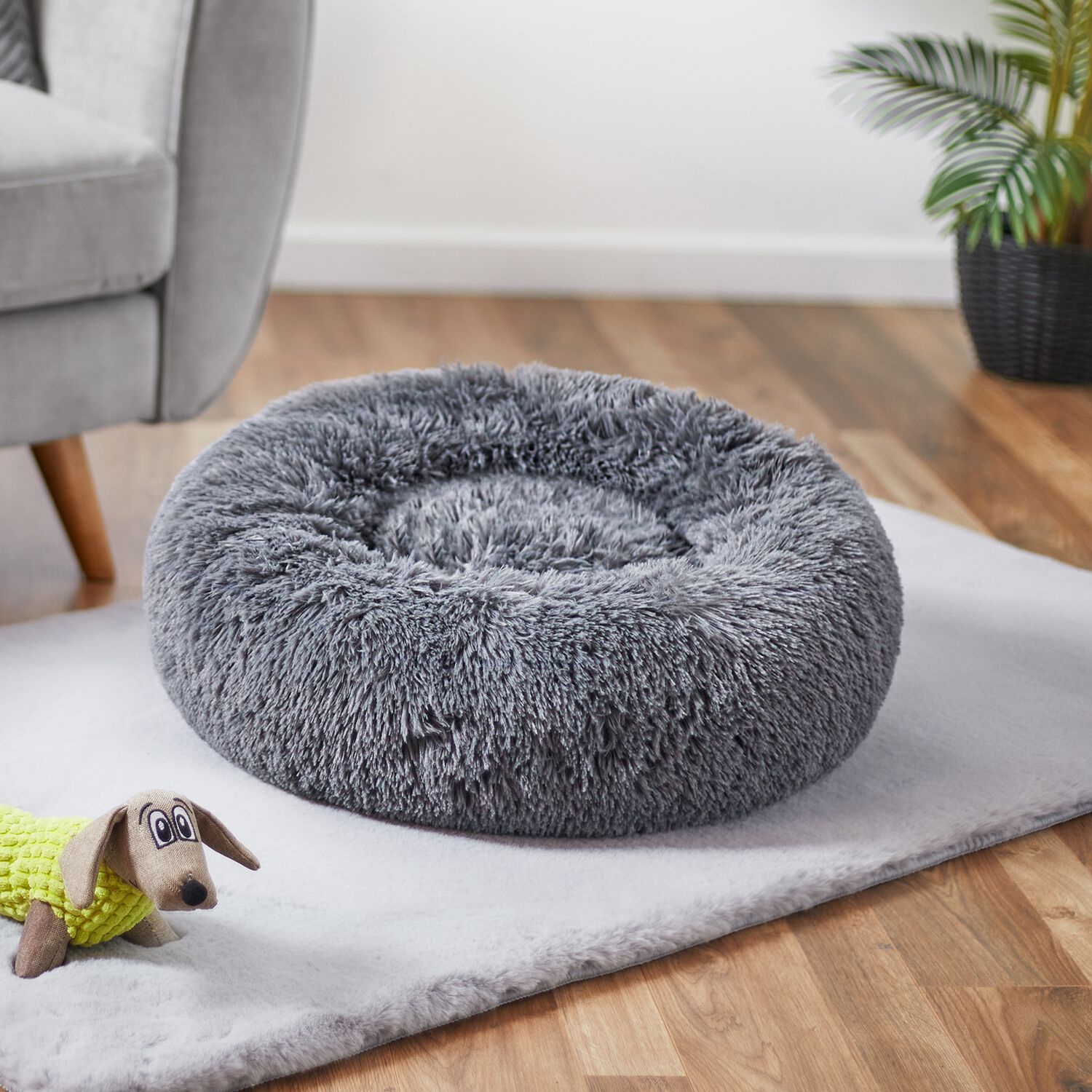 Plush round dog bed best sale