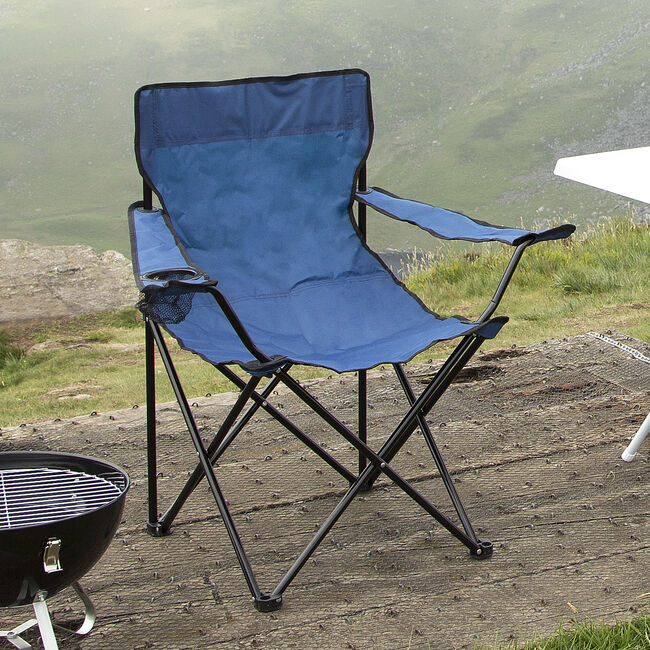 Folding Camping Chair With Cupholder Blue