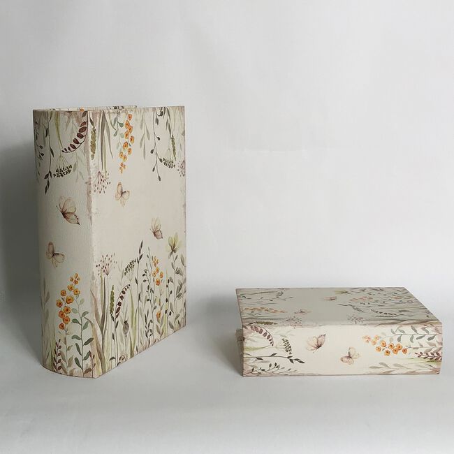 Set of 2 Botanical Meadows Book Storage Boxes