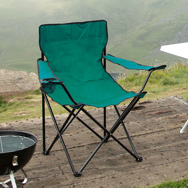 Folding Camping Chair With Cupholder Green