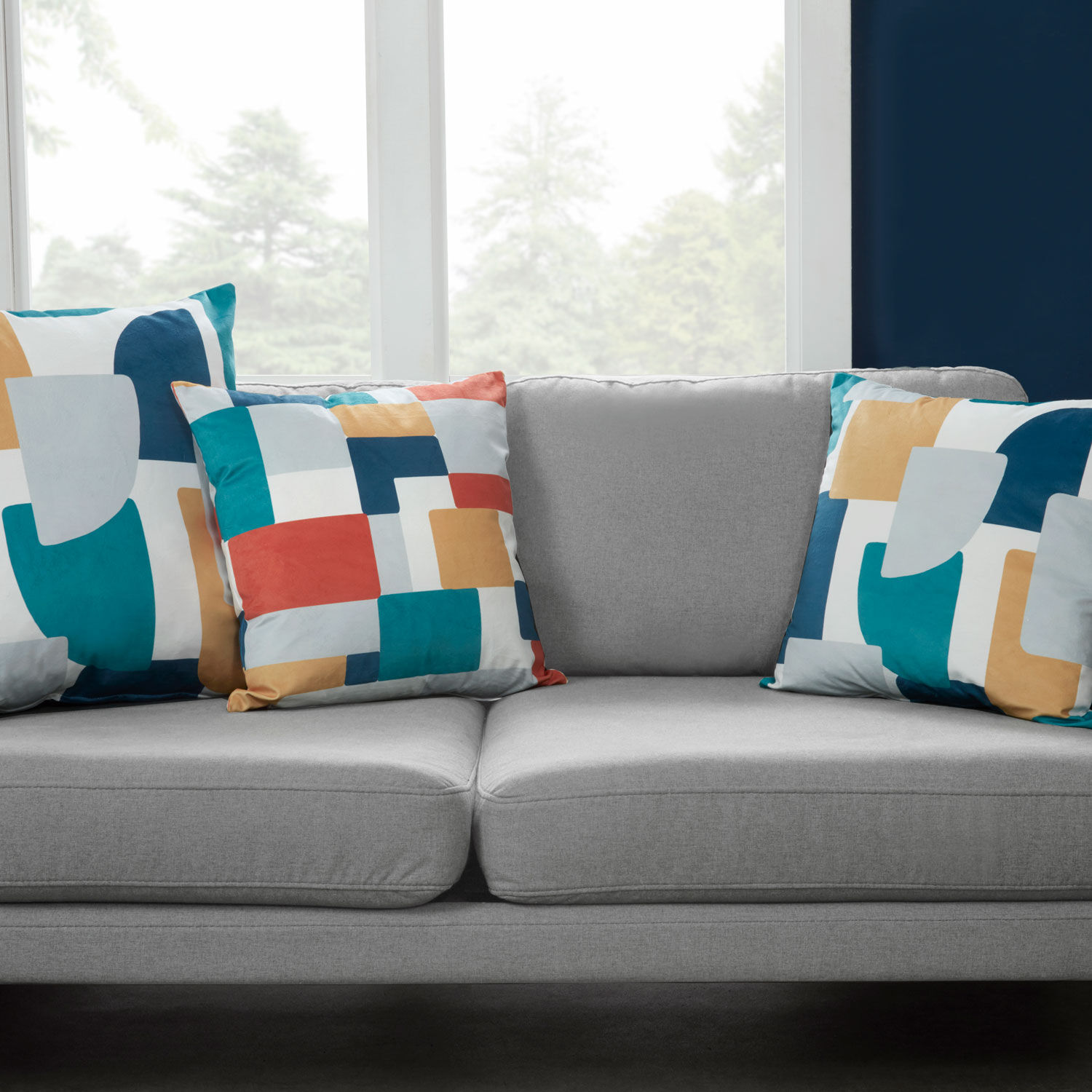 Teal and hot sale ochre cushions