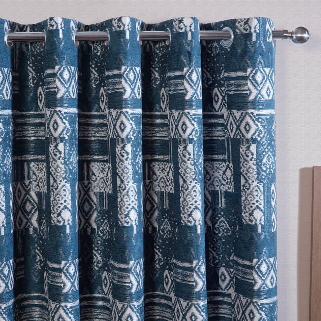 BLACKOUT & THERMAL BOHO NAVY 90x90 Curtain