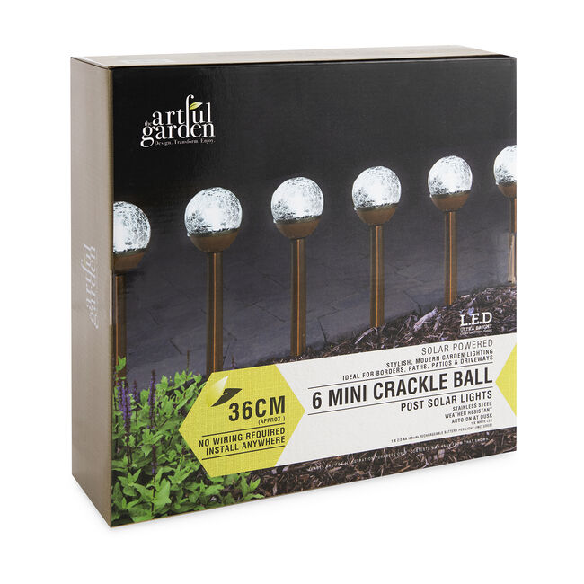 6 Mini Crackle Ball Post Solar Lights