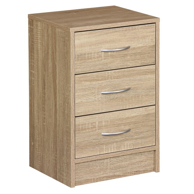 Mayfair Oak Effect 3 Drawer Bedside Locker