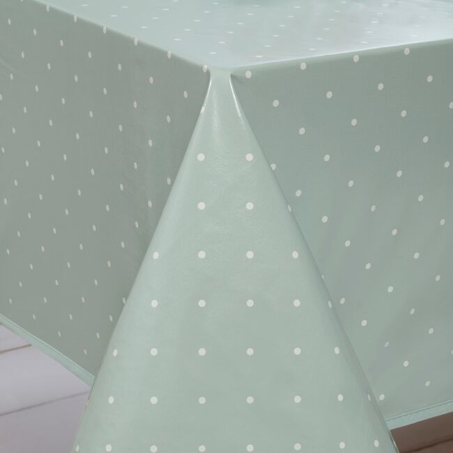 Dotty Duck Egg PVC Tablecloth 160cm x 230cm