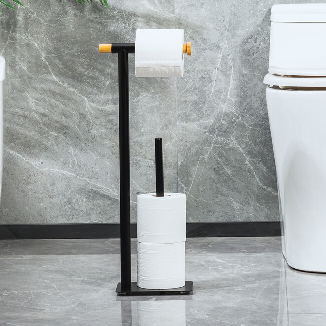 Freestanding Toilet Roll Holder Black