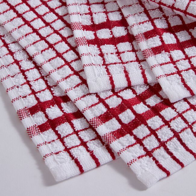 Mono Check Tea Towels 2 Pack - Red