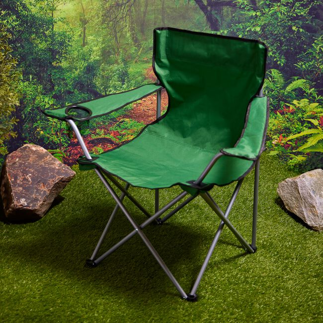 Folding Camping Chair With Cupholder Green