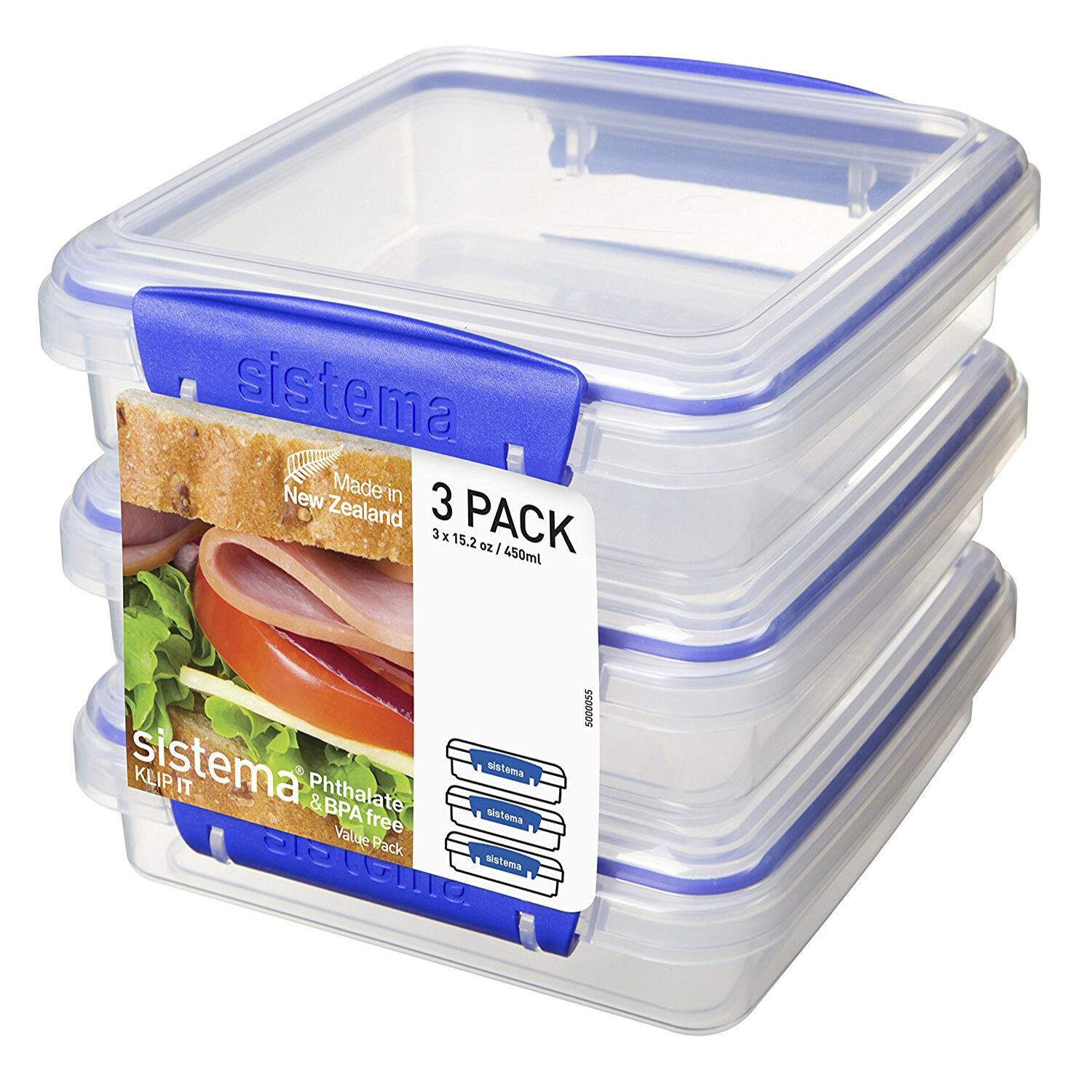  Sistema 450ml Sandwich Box to Go, One Box (Colors May Vary) :  Home & Kitchen