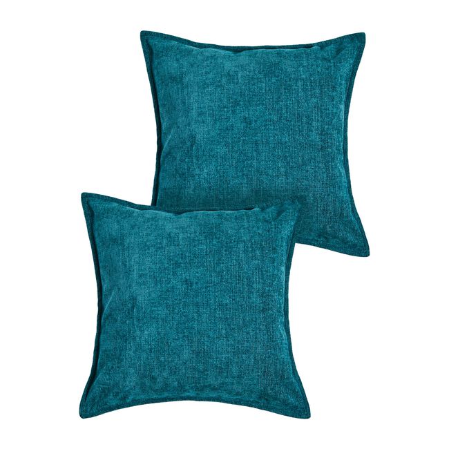 REVERSIBLE CHENILLE TEAL 2PK 45X45 Cushion Covers