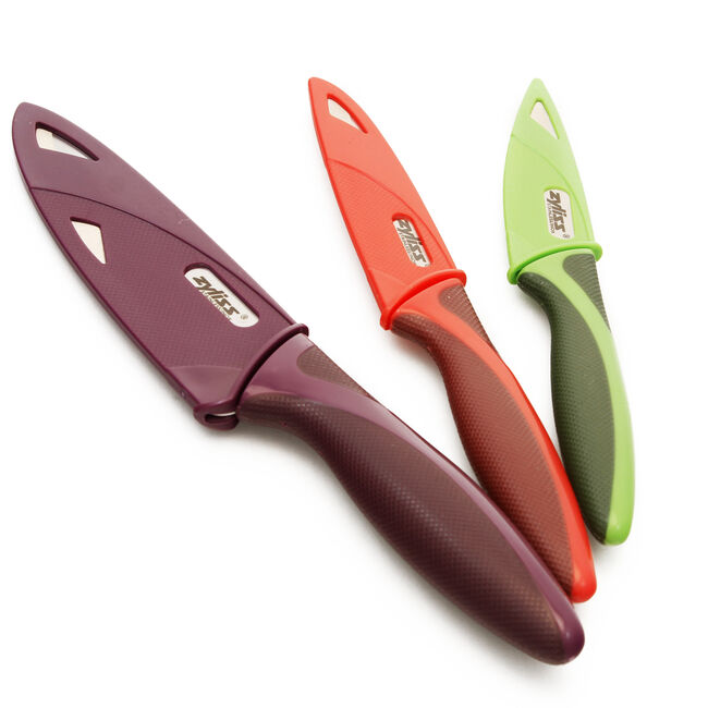 Zyliss Coloured Knife Set w/ Covers - 3pc