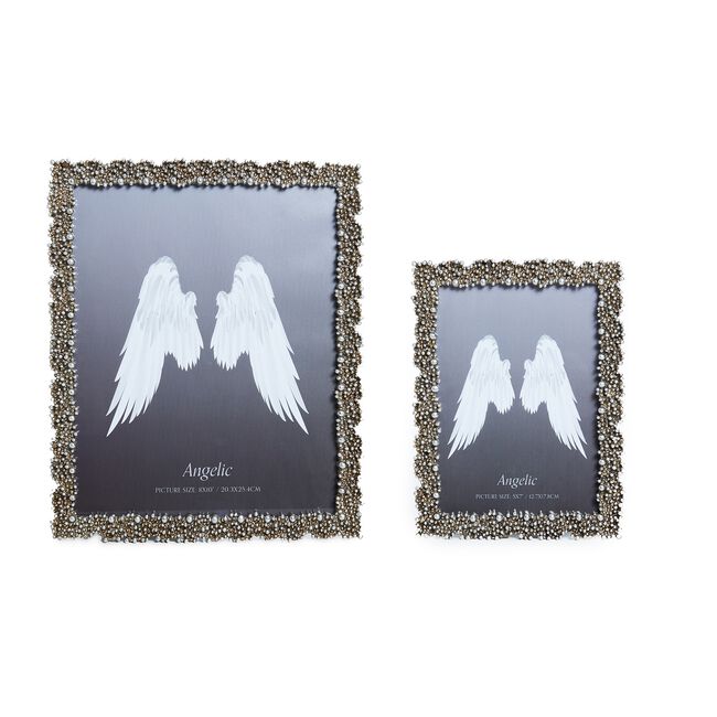 Angelic Beaded 5"x7" Photo Frame - Silver