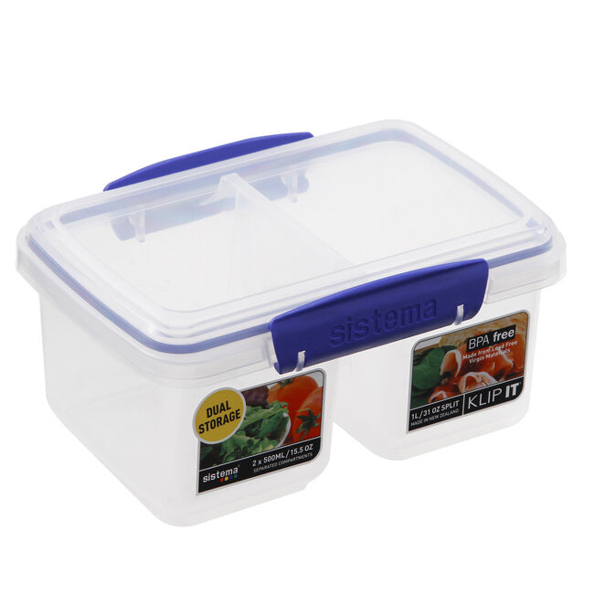 Sistema 1L Airtight Split Lunch Box 