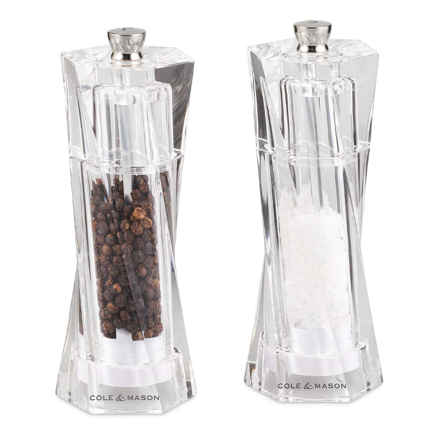 Cole & Mason Tap Salt and Pepper Grinder Set - Acrylic Clear