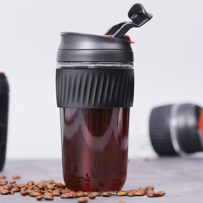 BodyGo Black 540ml Glass Travel Mug