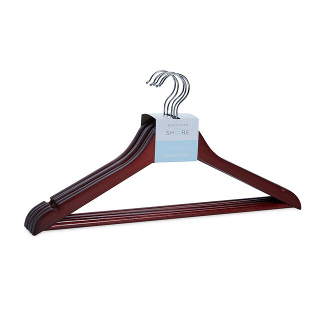 NORTHERN SHORE 5 Pack Mahogany Wooden Hangers 