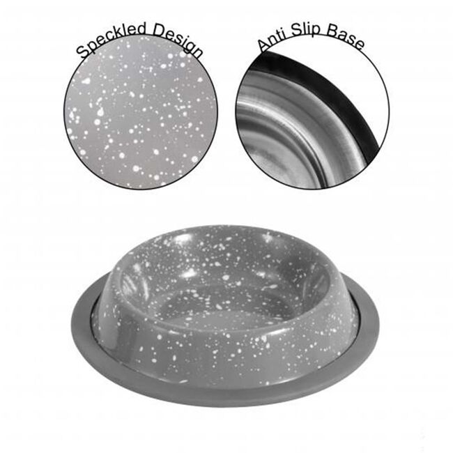 Speckled Stainless Steel Pet Bowl 15.5cm 