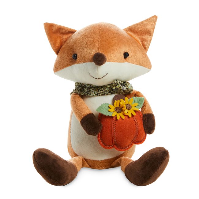 Plush Sitting Fox With Pumpkin