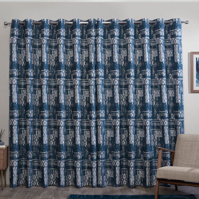 BLACKOUT & THERMAL BOHO NAVY 90x90 Curtain