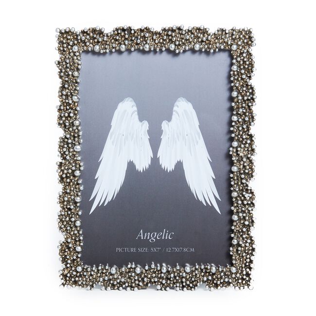 Angelic Beaded 5"x7" Photo Frame - Silver