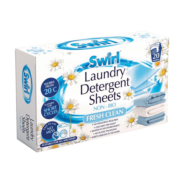 Swirl Fresh Clean 20 Laundry Detergent Sheets