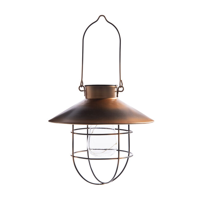 Copper Effect Hanging Solar Lantern 