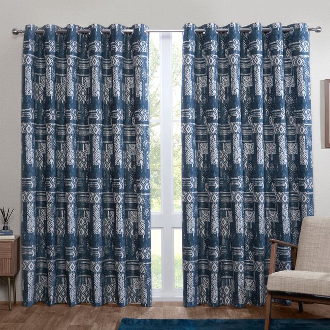 BLACKOUT & THERMAL BOHO NAVY 90x90 Curtain