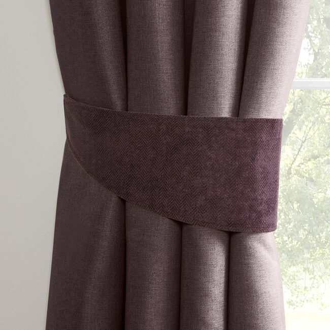 NIGHTSHADE HERRINGBONE MAUVE PAIR Tiebacks