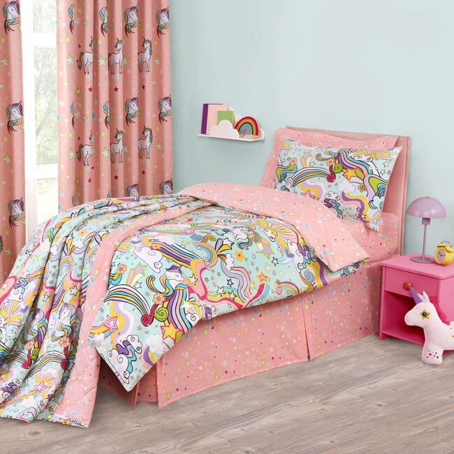 Groovy Unicorn Bedspread 200cm x 220cm - Pink