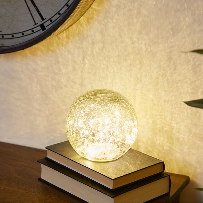 30 Warm White LED Crackle Glass Ball