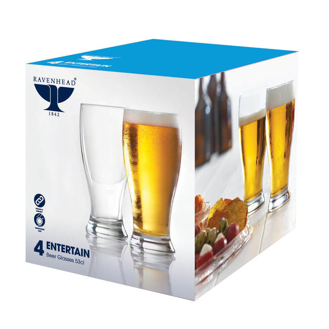 Entertain 530ml Beer Glasses 4 Pack