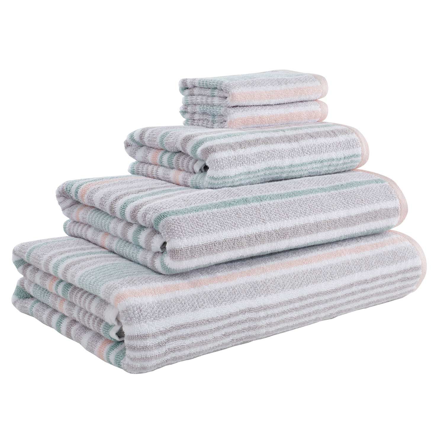 Peach and best sale gray bath towels