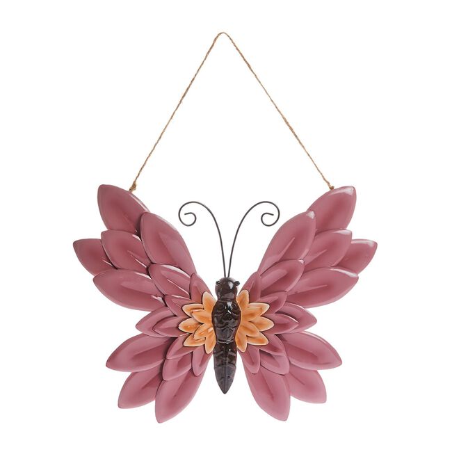 HANGING BUTTERFLY WALL DECORATION - PINK