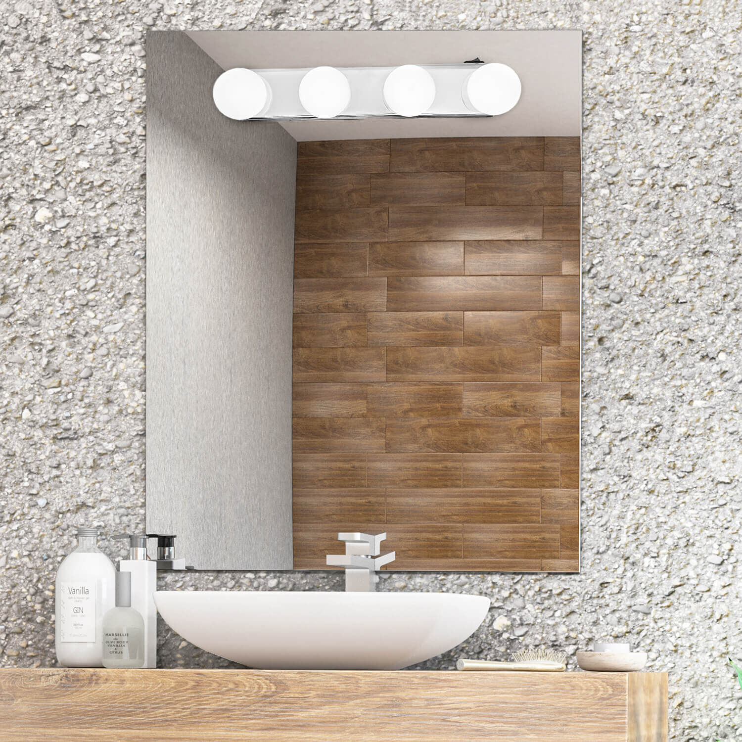 Light bulbs for store bathroom mirror