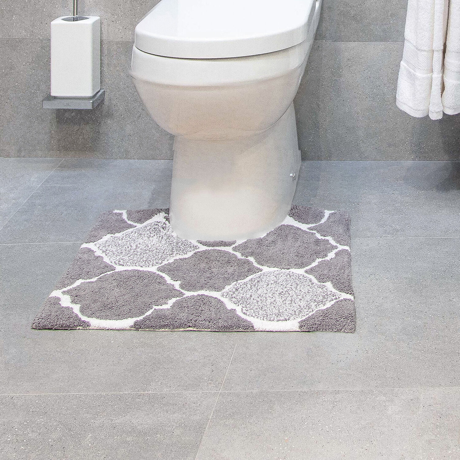 Grey patterned shop bath mat